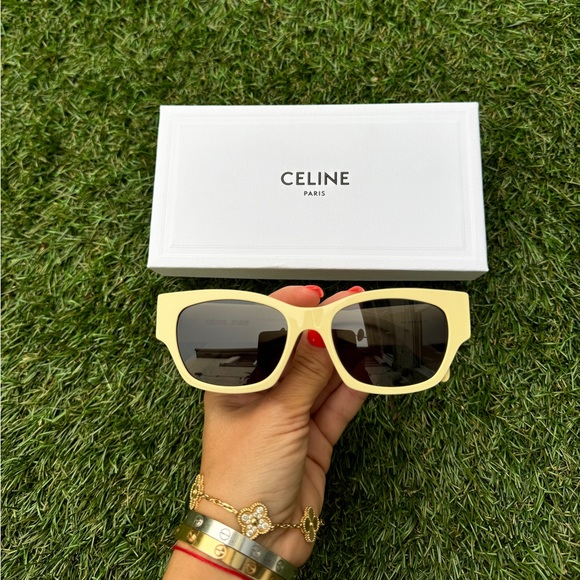 Celine MONOCHROMS CL40197U 39A Cat Eye Yellow Grey Lens Sunglasses - Picture 3 of 13